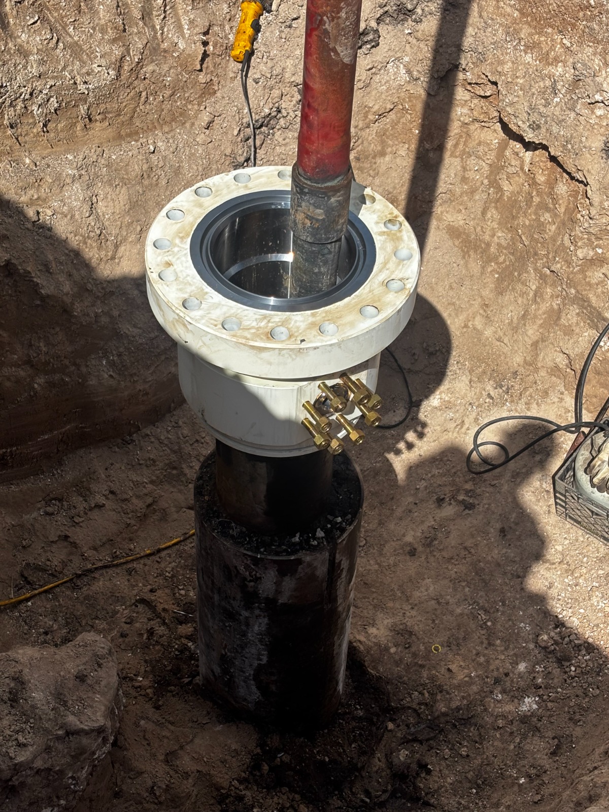Wellhead intervention equipment staged during a controlled field operation